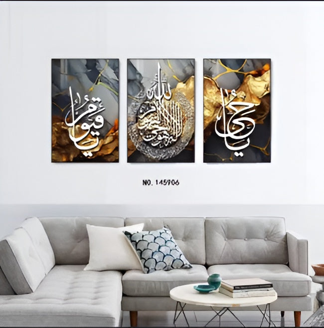 set of 3 sticky wooden frames for home office wall decore