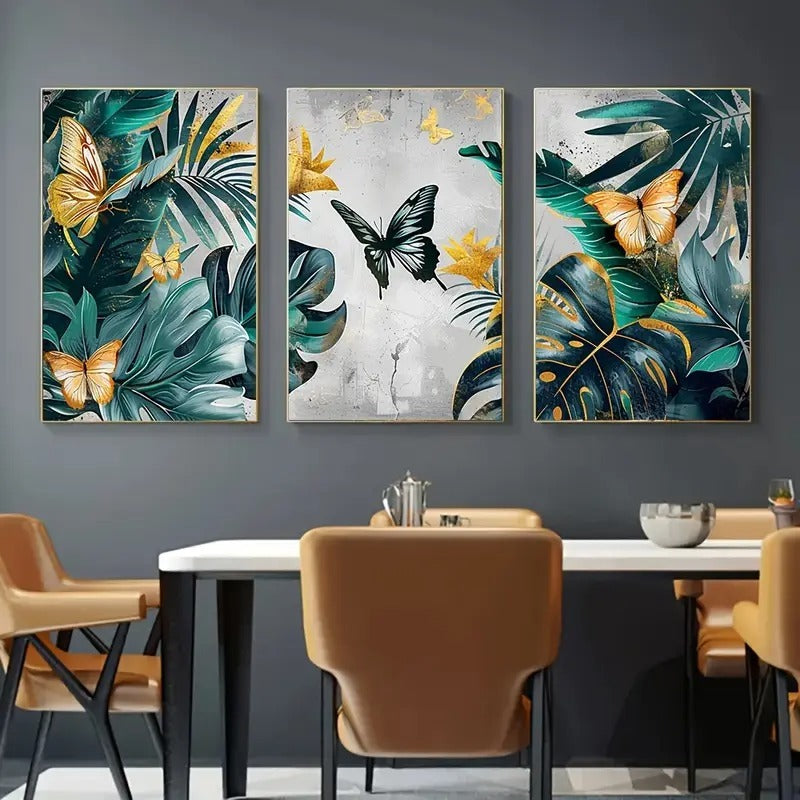 Set of 3 wall art sticky wooden canvas frames
