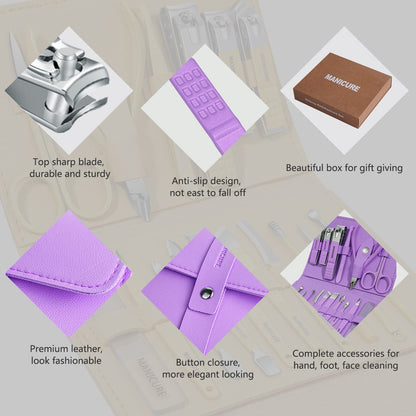 16-in-1 Stainless Steel Nail Care Kit – Manicure & Pedicure Tool Set